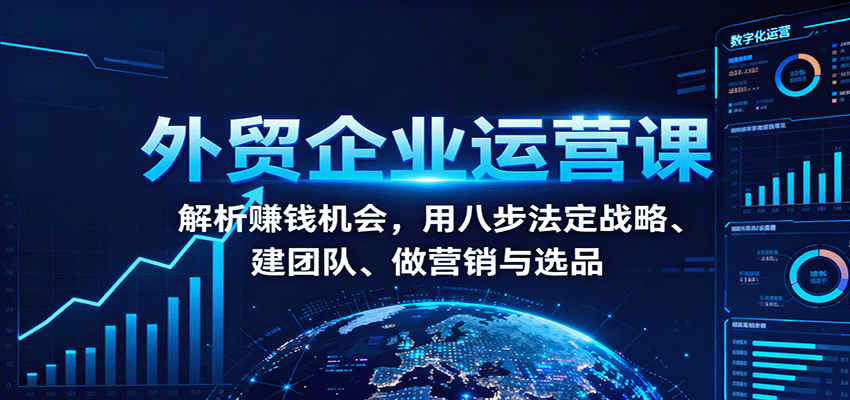 外贸企业运营课：解析赚钱机会，用八步法定战略、建团队、做营销与选品
