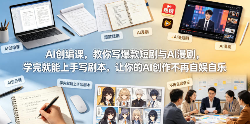 AI创编课，教你写爆款短剧与AI漫剧，学完就能上手写剧本，让你的AI创作不再自娱自乐