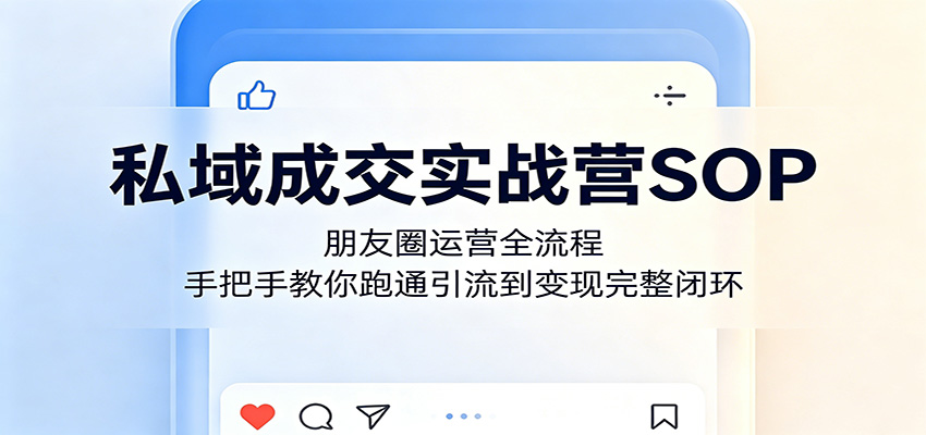 私域成交实战营SOP:朋友圈运营全流程,手把手教你跑通引流到变现完整闭环