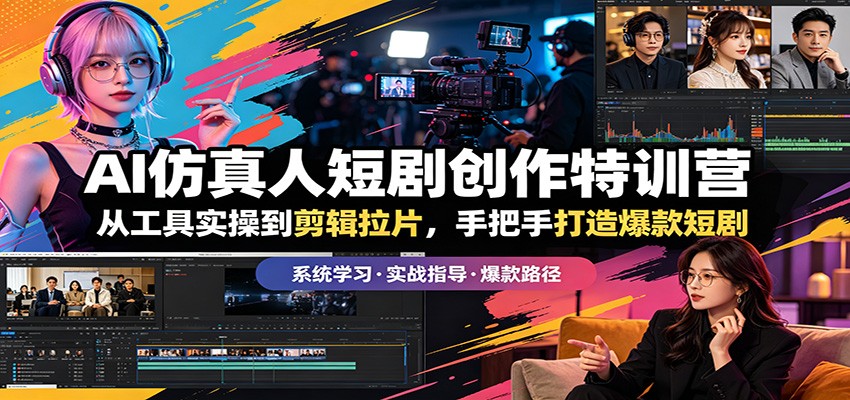 AI仿真人短剧创作特训营：从工具实操到剪辑拉片，手把手打造爆款短剧
